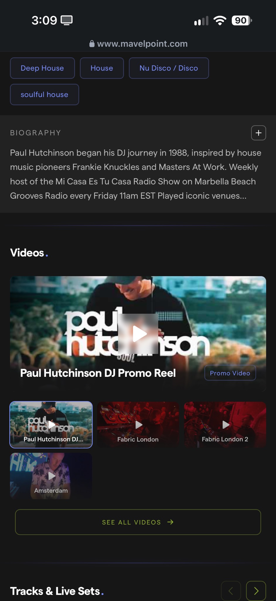 Example mobile DJ press kit for Paul Hutchinson